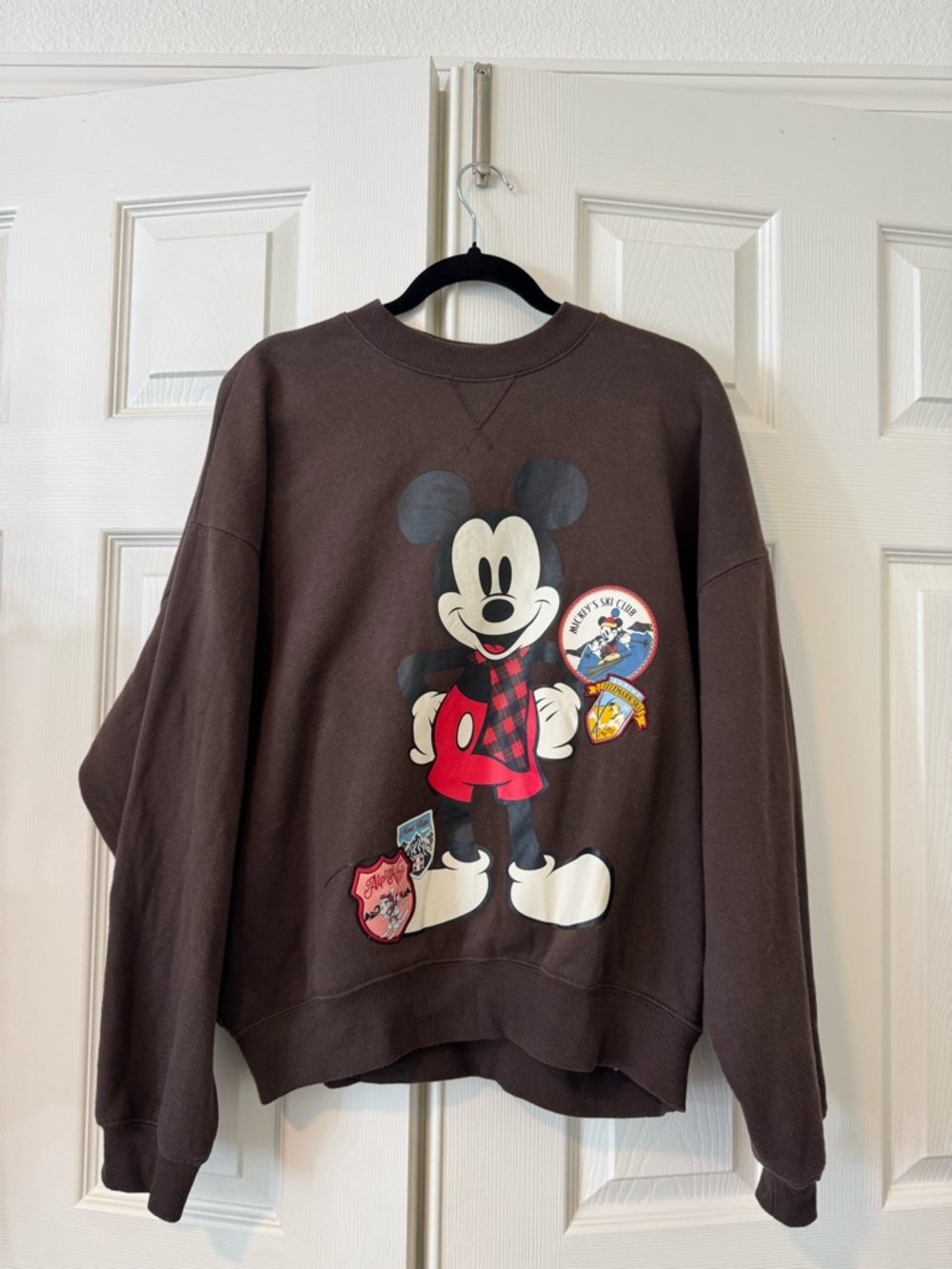Disney Brown Mickey Graphic Crewneck Sweatshirt